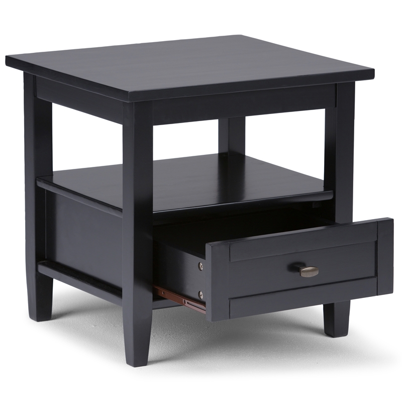 Warm Shaker 20 inch Solid Wood Transitional End Table in Black (Set of 2)