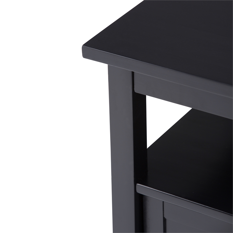 Warm Shaker 20 inch Solid Wood Transitional End Table in Black (Set of 2)