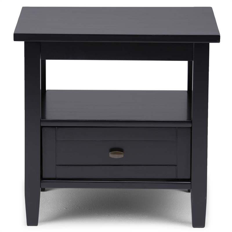 Warm Shaker 20 inch Solid Wood Transitional End Table in Black (Set of 2)
