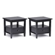 Warm Shaker 20 inch Solid Wood Transitional End Table in Black (Set of 2)