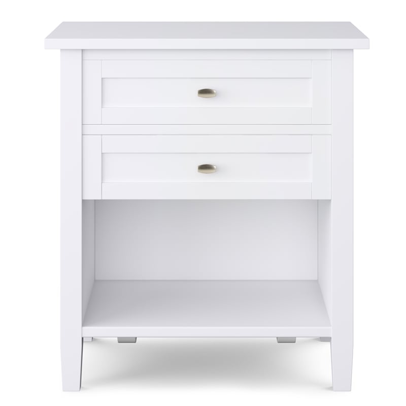Warm Shaker 24 inch Solid Wood Transitional Night Stand in White (Set of 2)