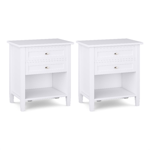 Warm Shaker 24 inch Solid Wood Transitional Night Stand in White (Set of 2)