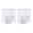 Warm Shaker 24 inch Solid Wood Transitional Night Stand in White (Set of 2)