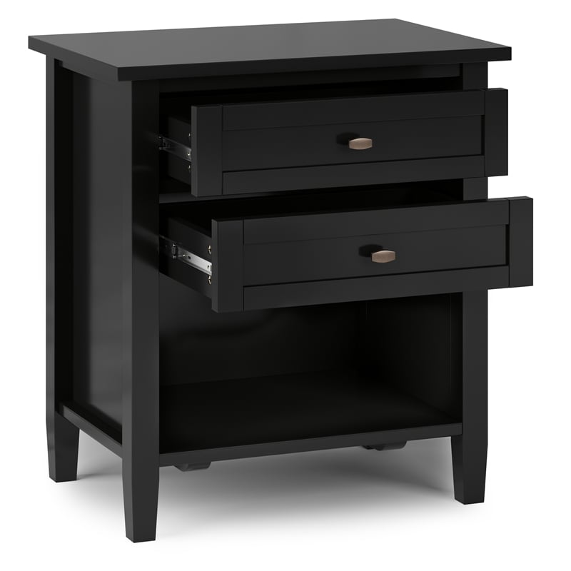 Warm Shaker 24 inch Solid Wood Transitional Night Stand in Black (Set of 2)