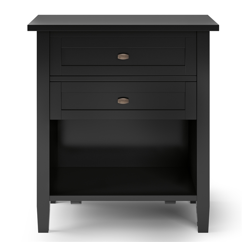 Warm Shaker 24 inch Solid Wood Transitional Night Stand in Black (Set of 2)