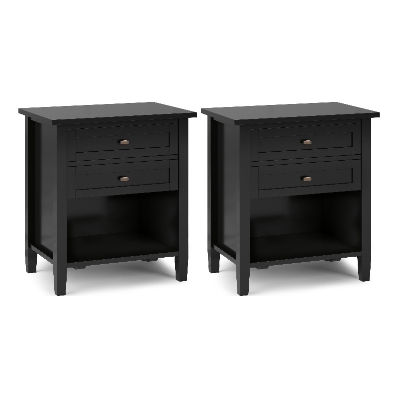Warm Shaker 24 inch Solid Wood Transitional Night Stand in Black (Set of 2)