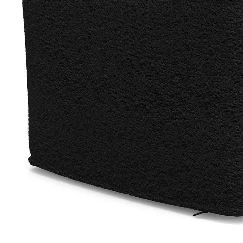 Chantal 24 inch Wide Contemporary Pouf in Black Boucle Fabric