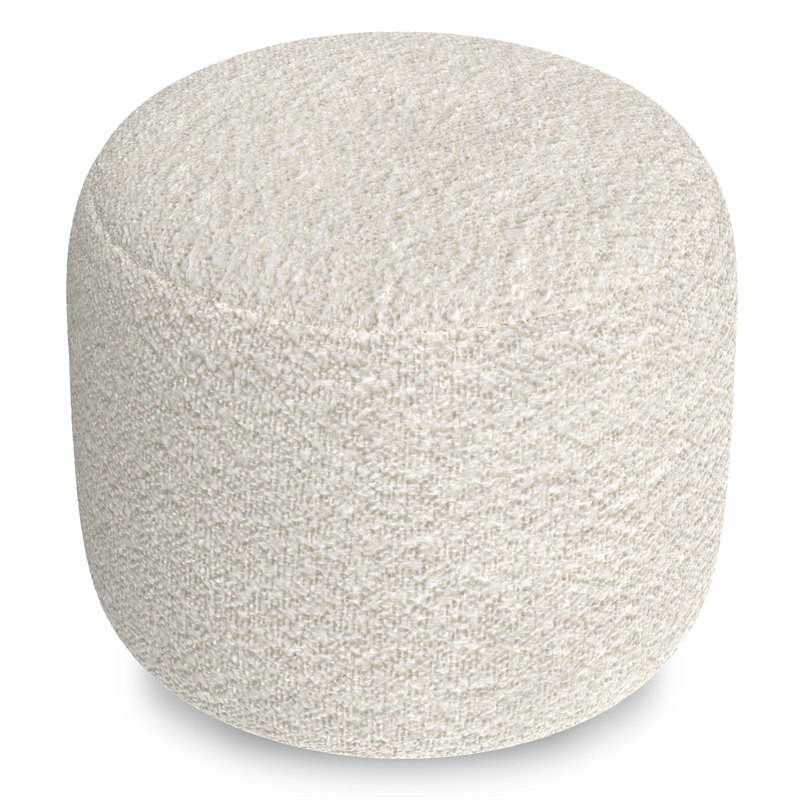 Chantal 18 inch Wide Contemporary Pouf in White Boucle Fabric