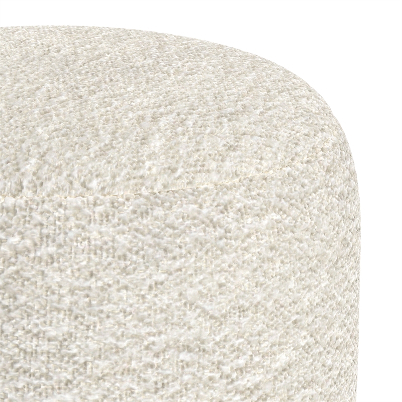 Chantal 18 inch Wide Contemporary Pouf in White Boucle Fabric