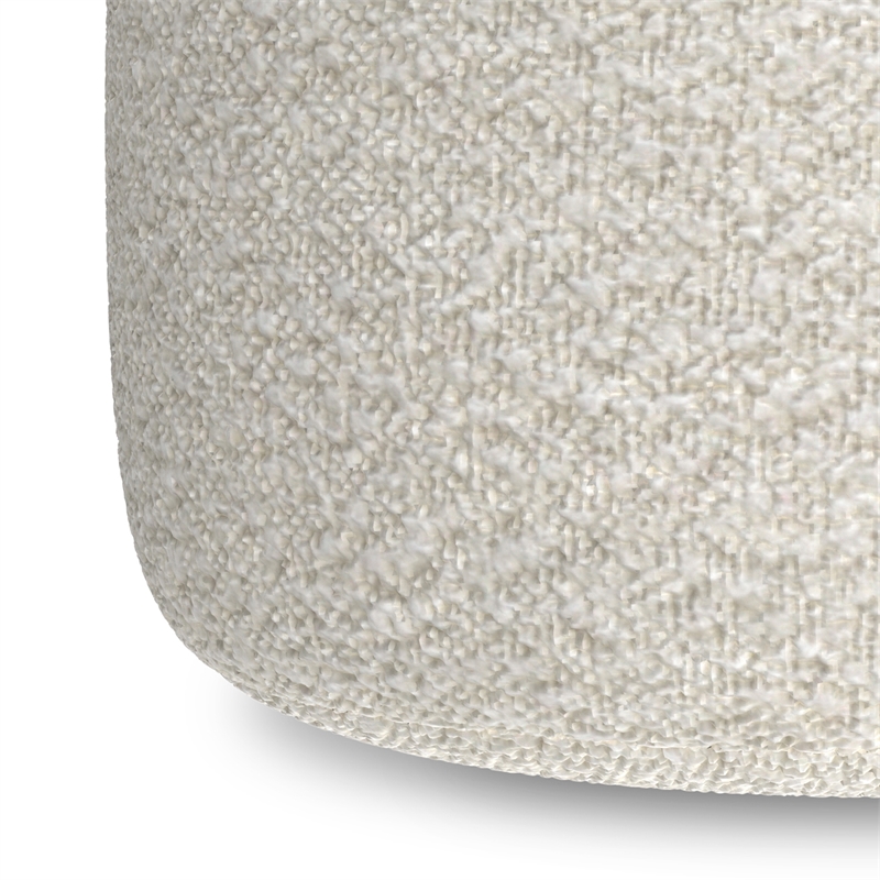 Chantal 18 inch Wide Contemporary Pouf in White Boucle Fabric