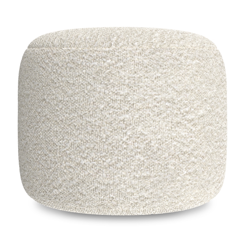 Chantal 18 inch Wide Contemporary Pouf in White Boucle Fabric