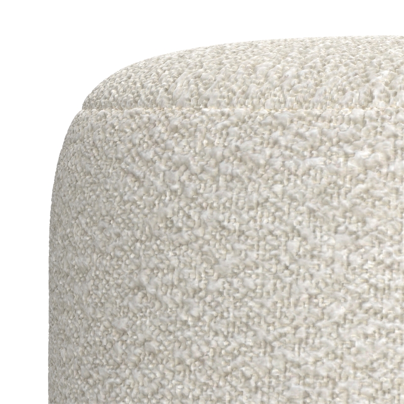 Chantal 18 inch Wide Contemporary Pouf in White Boucle Fabric