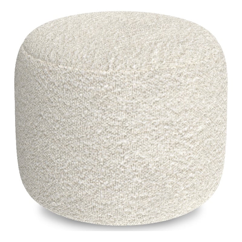 Chantal 18 inch Wide Contemporary Pouf in White Boucle Fabric