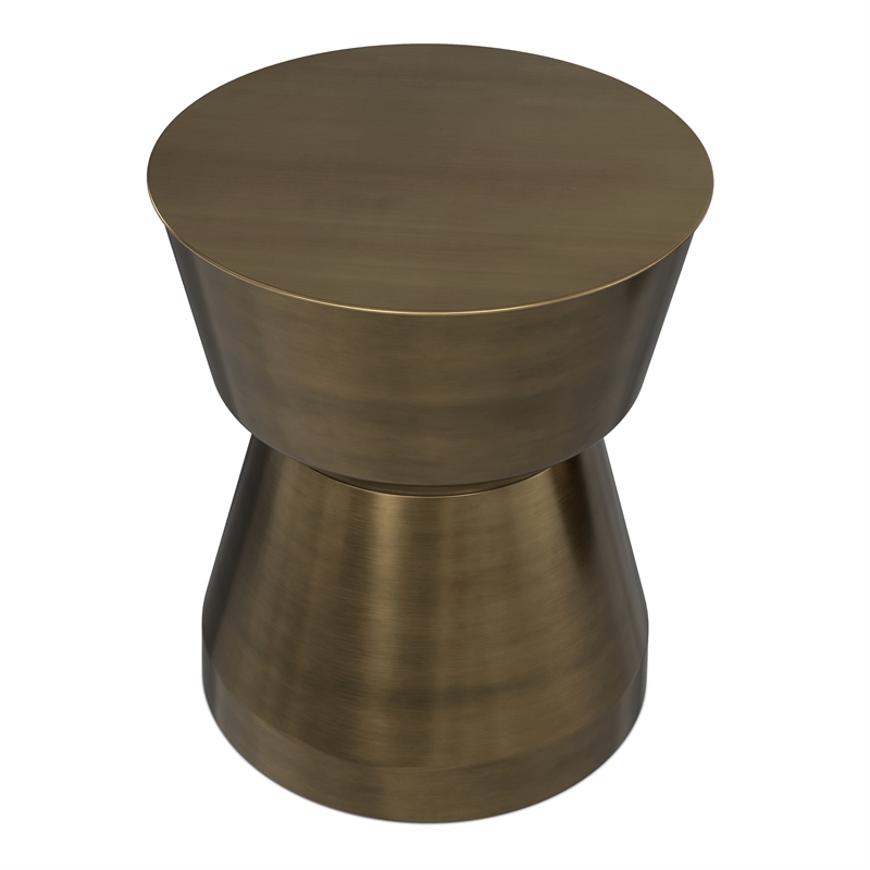 Allegra 16 inch Wide Modern Metal Side Table in Antique Brass Iron& Assembled