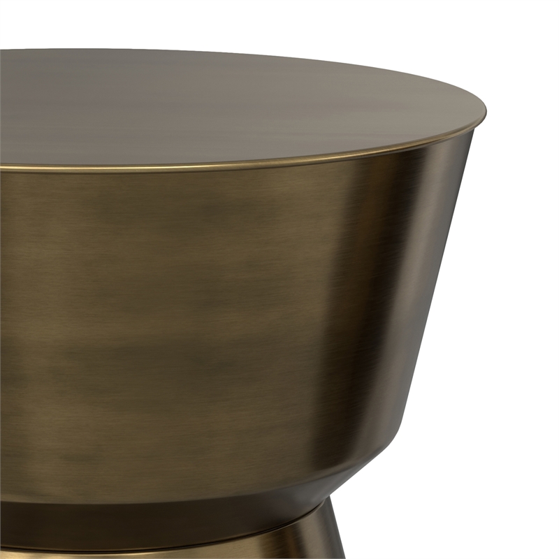 Allegra 16 inch Wide Modern Metal Side Table in Antique Brass Iron& Assembled