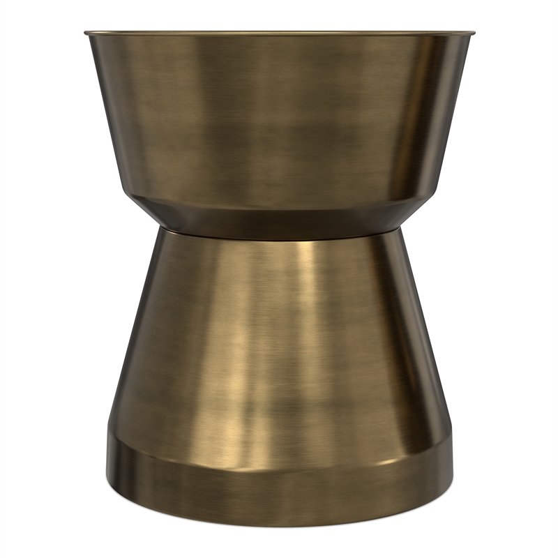 Allegra 16 inch Wide Modern Metal Side Table in Antique Brass Iron& Assembled