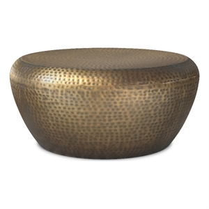 Preston 36&quot WD Modern Industrial Coffee Table in Antique Gold Iron & Assembled