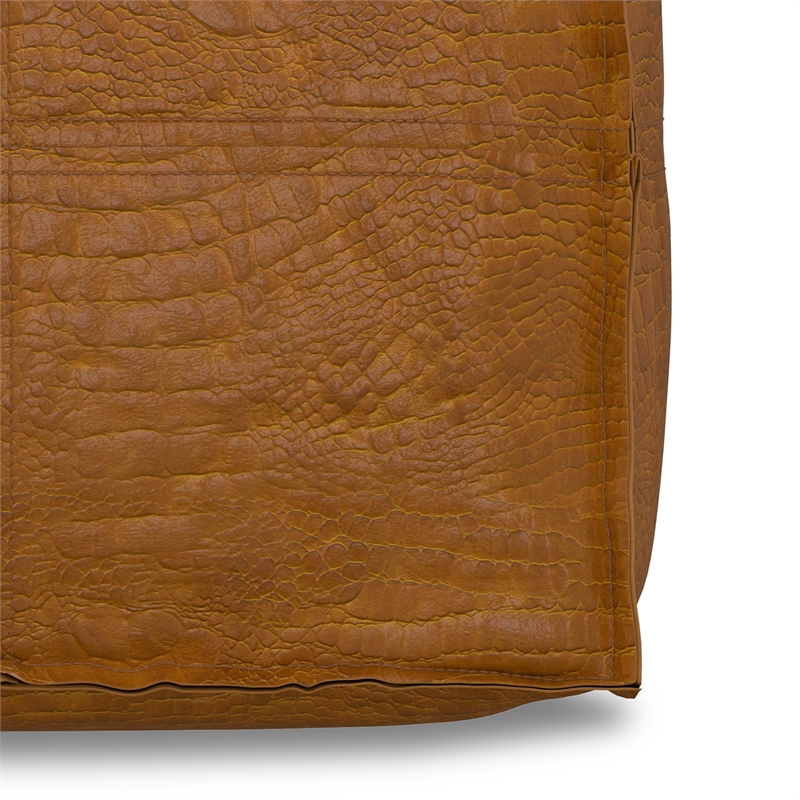 Brody 18 inch Wide Boho Square Pouf in Tan Genuine Leather