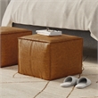 Brody 18 inch Wide Boho Square Pouf in Tan Genuine Leather