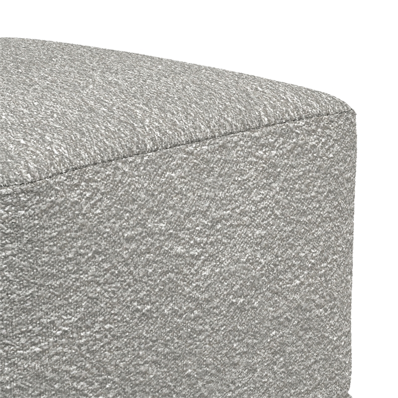 Chantal 24 inch Wide Contemporary Pouf in Light Gray Boucle Fabric