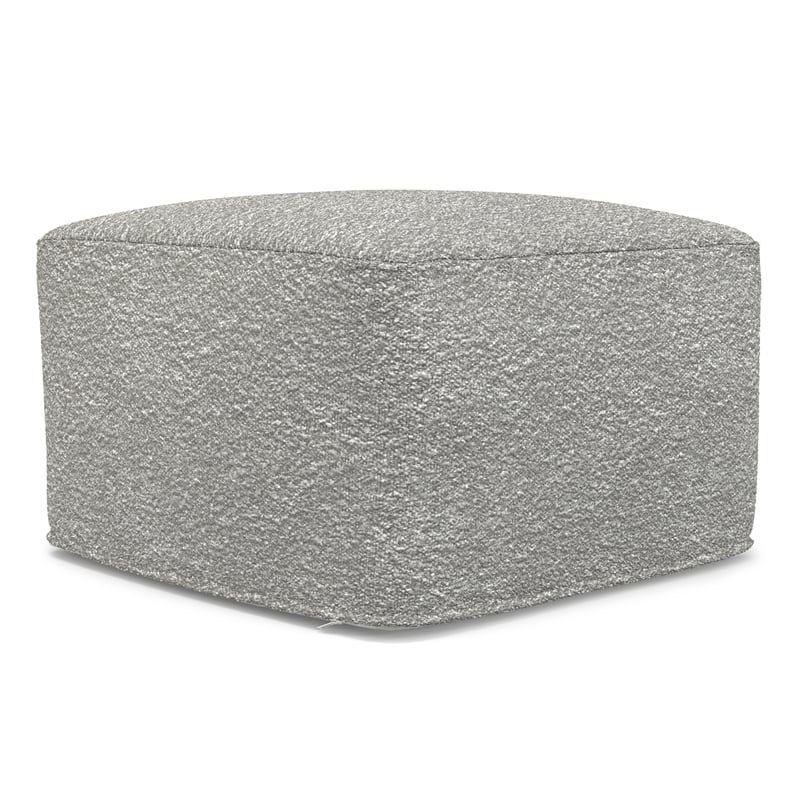 Chantal 24 inch Wide Contemporary Pouf in Light Gray Boucle Fabric