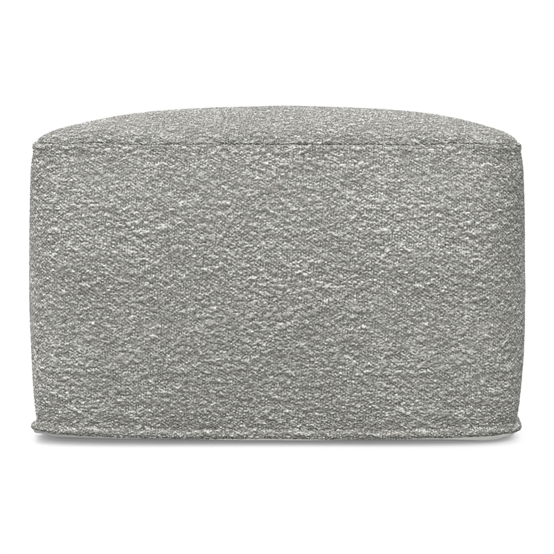 Chantal 24 inch Wide Contemporary Pouf in Light Gray Boucle Fabric