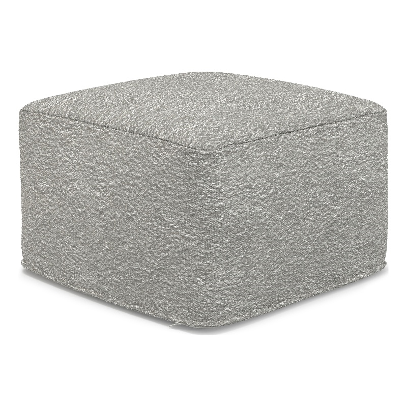 Chantal 24 inch Wide Contemporary Pouf in Light Gray Boucle Fabric