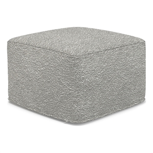 Chantal 24 inch Wide Contemporary Pouf in Light Gray Boucle Fabric