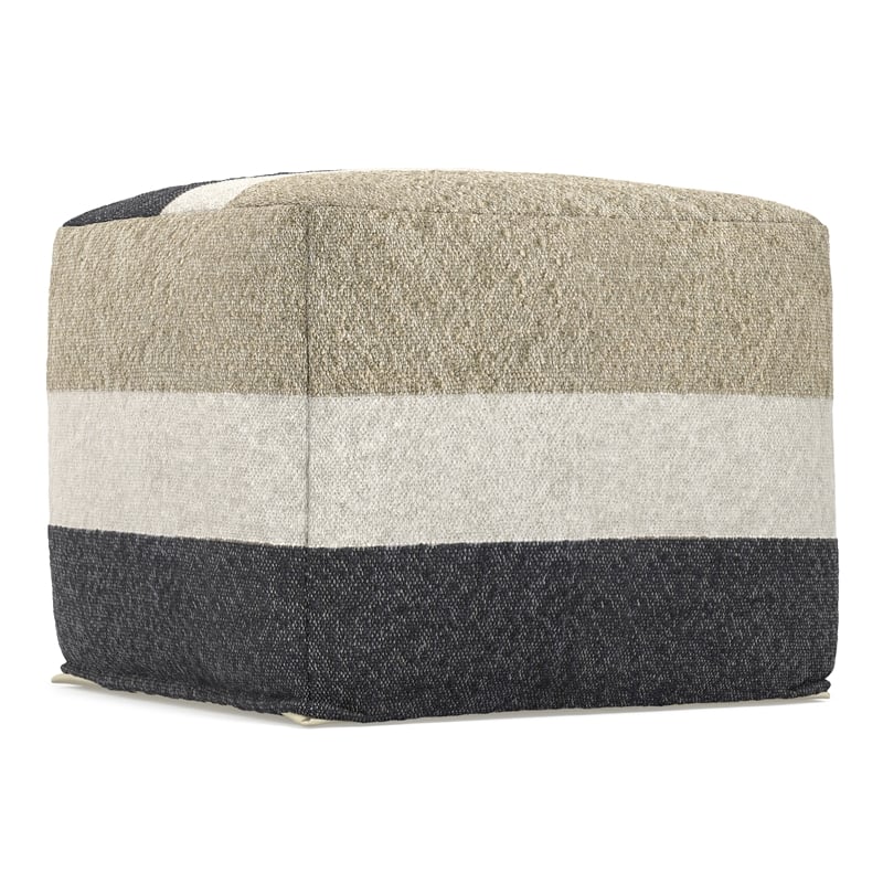 Claudette 18 inch Wide Boho Pouf in Multicolor Acrylic Fabric& Assembled