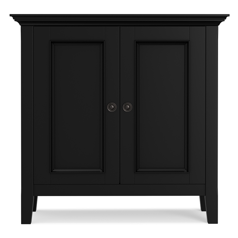 Amherst 32 inch Wide Solid Wood Transitional Low Storage Cabinet in Black