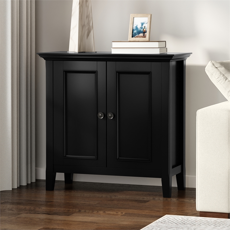 Amherst 32 inch Wide Solid Wood Transitional Low Storage Cabinet in Black