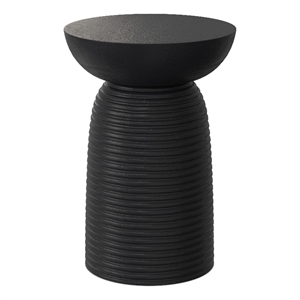 Boyd 13&quot Wide Solid Mango Contemporary Ribbed Accent Table in Black& Assembled