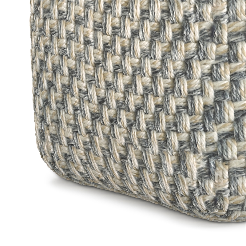 Beatrix 18 inch Wide Boho Pouf in Multicolor PET Polyester& Assembled