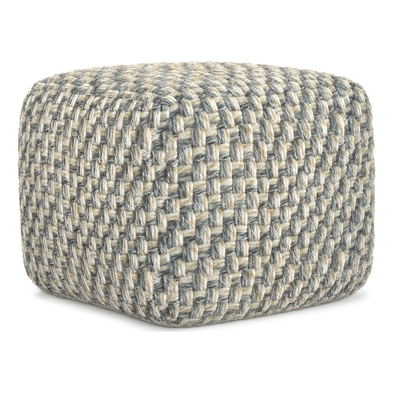 Beatrix 18 inch Wide Boho Pouf in Multicolor PET Polyester& Assembled