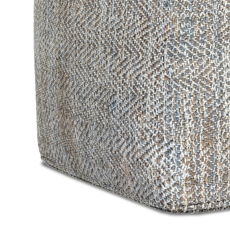 Nate 18 inch Wide Boho Square Pouf in Gray Melange Cotton