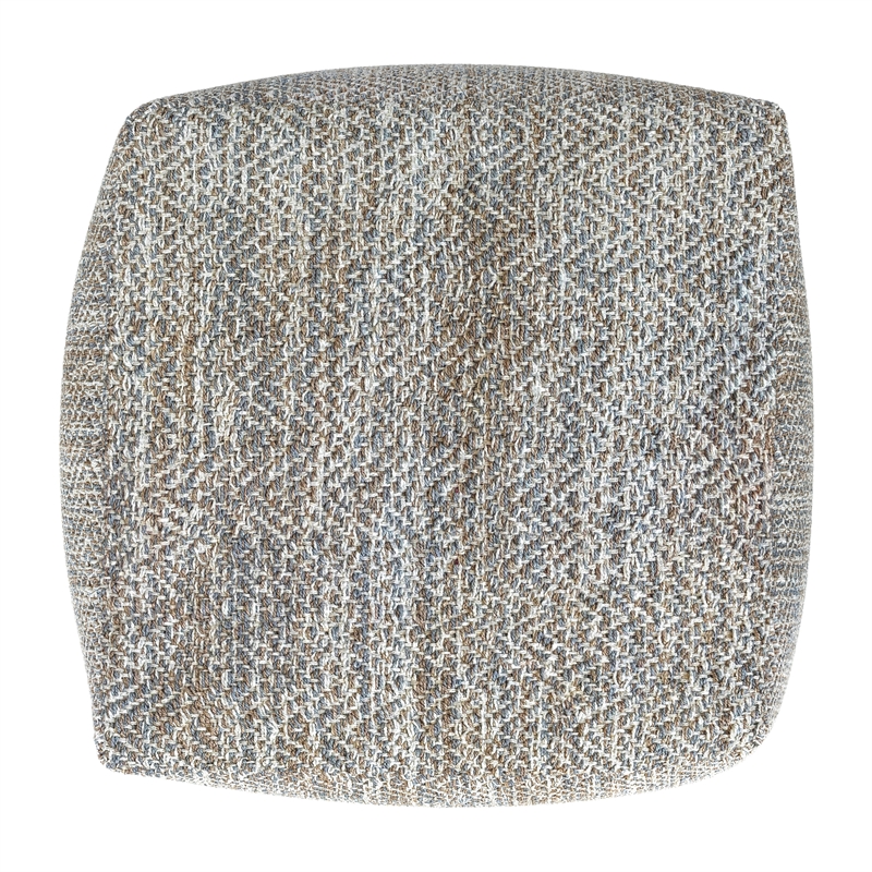 Nate 18 inch Wide Boho Square Pouf in Gray Melange Cotton