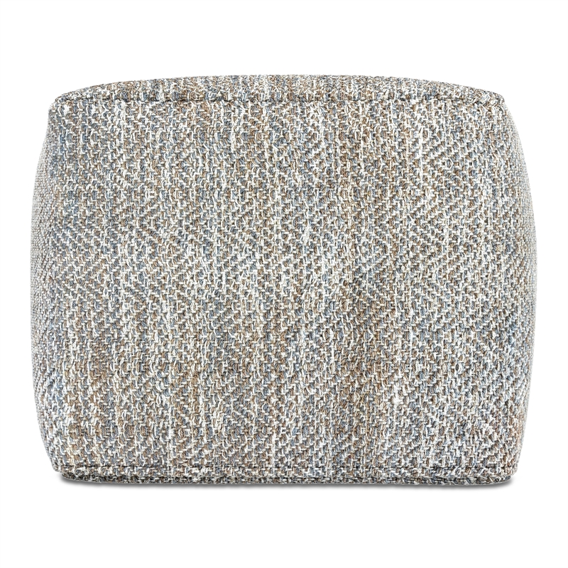 Nate 18 inch Wide Boho Square Pouf in Gray Melange Cotton