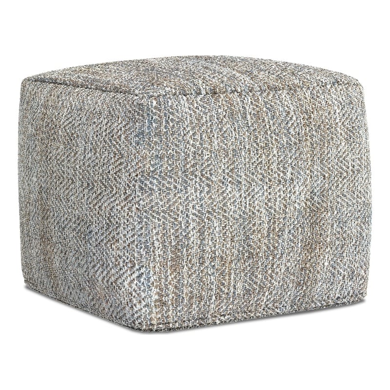 Nate 18 inch Wide Boho Square Pouf in Gray Melange Cotton