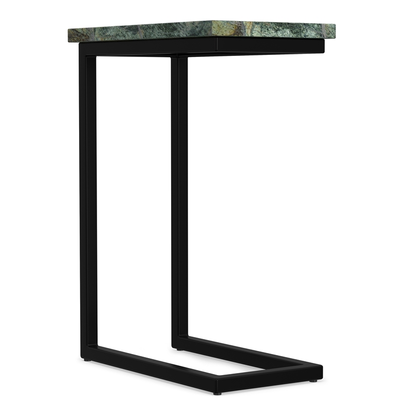 Skyler 18 inch Wide Industrial C Side Table in Green/Black Genuine Marble/Iron