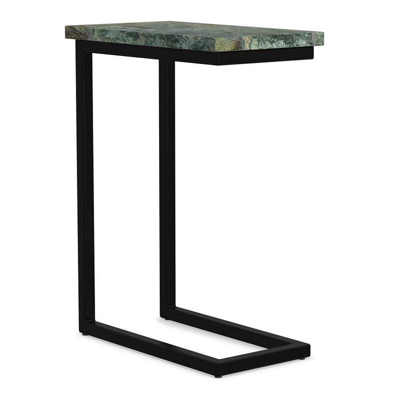 Skyler 18 inch Wide Industrial C Side Table in Green/Black Genuine Marble/Iron