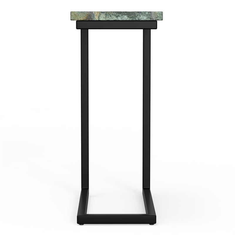 Skyler 18 inch Wide Industrial C Side Table in Green/Black Genuine Marble/Iron