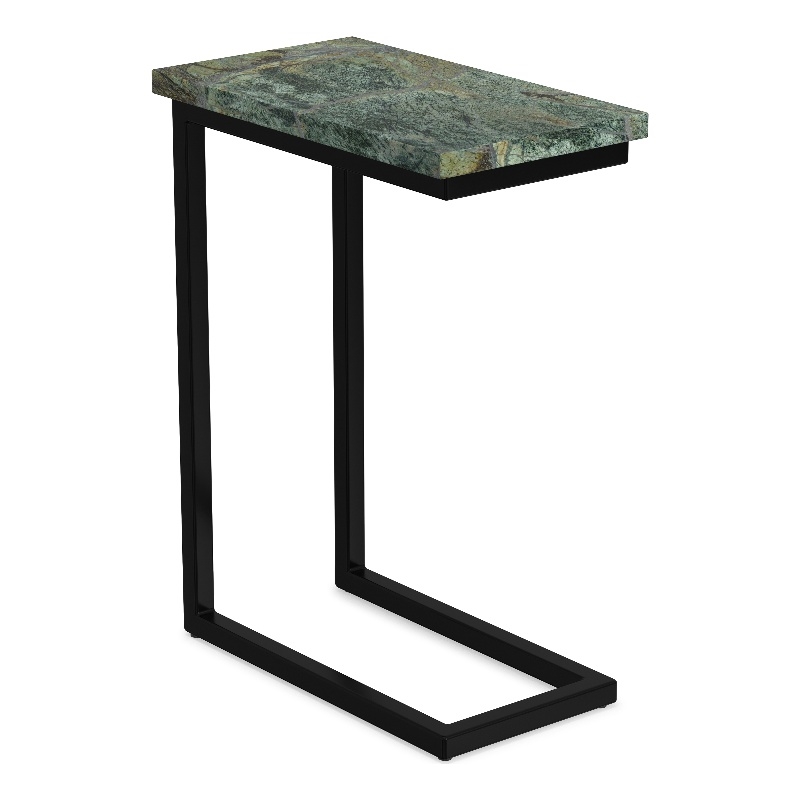 Skyler 18 inch Wide Industrial C Side Table in Green/Black Genuine Marble/Iron