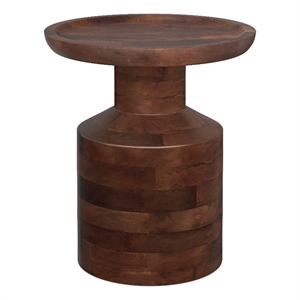 Haynes 16 inch Wide Solid Mango Boho Accent Table in Dark Brown & Assembled