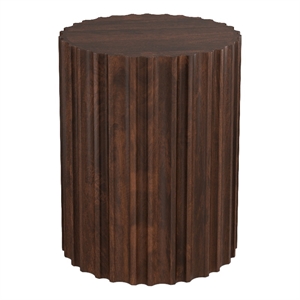 Rolf 16&quot WD Solid Mango Boho Contemporary End Table in Walnut Brown & Assembled
