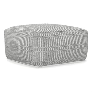 Safford 20 &quot WD Boho Square Pouf in Gray/White Recycled Polyester & Assembled
