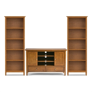 Warm Shaker Solid Wood 47&quot WD TV Stand & 26&quot WD 2 Bookcases in Light Golden