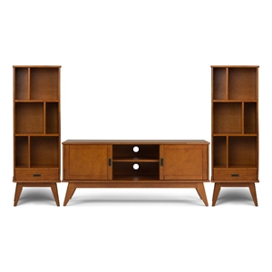 Draper Solid Wood 60 &quot WD TV Stand & 22 &quot WD 2 Bookcases in Teak Brown (3 PCs)
