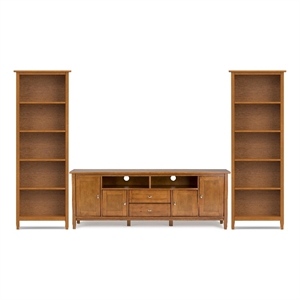 Warm Shaker Solid Wood 72&quot WD 1 TV Stand & 26&quotWD 2 Bookcases in Light Golden