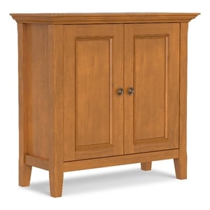 Amherst 32&quot WDSolid Wood Transitional Low Storage Cabinet in Light Golden Brown