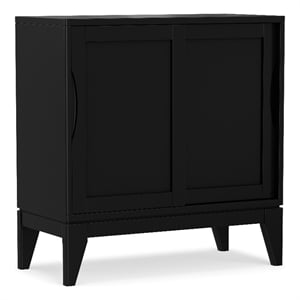 Harper 30&quot Wide Solid Hardwood Mid-Century Modern Low Storage Cabinet in Black